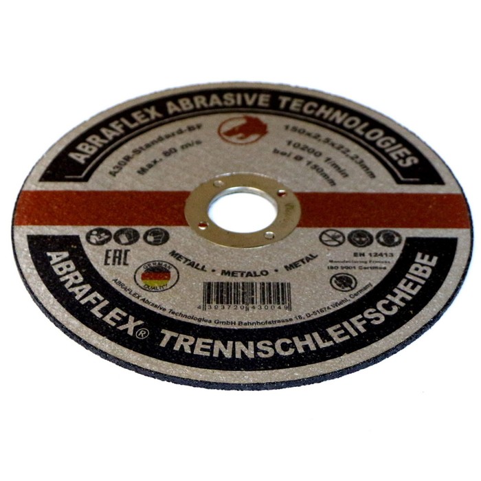 Отрезной круг ABRAFLEX А-30 Standart BF, по металлу, 150 х 2,5 х 22,2 мм