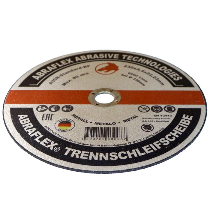 Отрезной круг ABRAFLEX А-30 Standart BF, по металлу, 230 х 2,5 х 22,2 мм