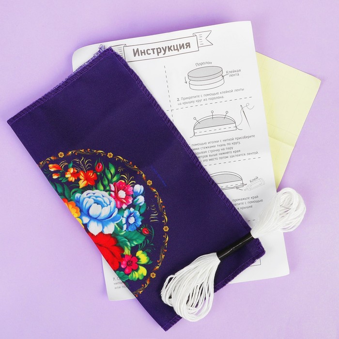 Вышивка лентами по шкатулке "Жостово"