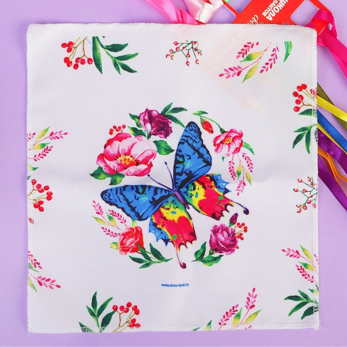 Вышивка лентами по шкатулке "Бабочка"