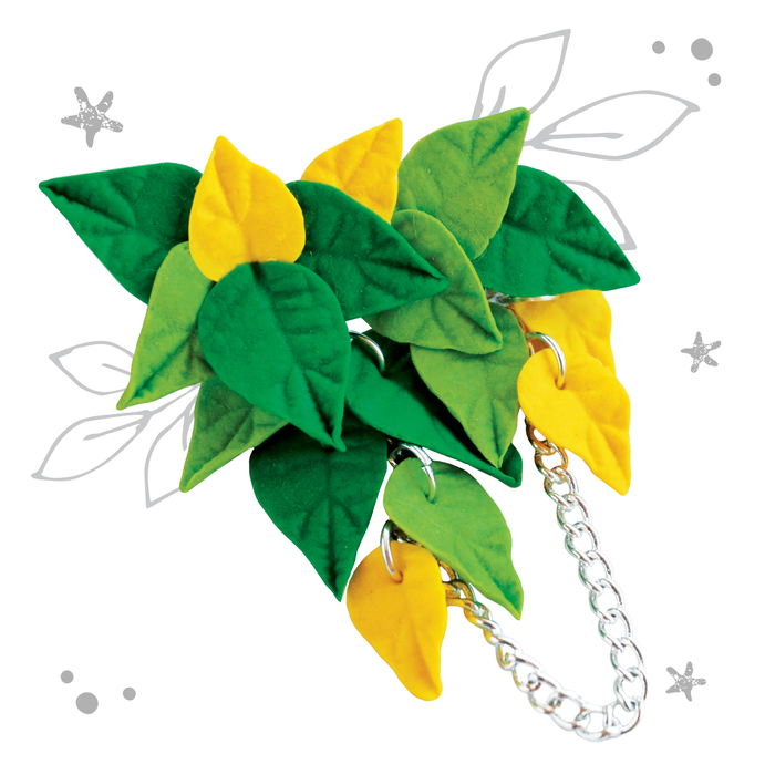 Брошь из полимерной глины своими руками "Листья"