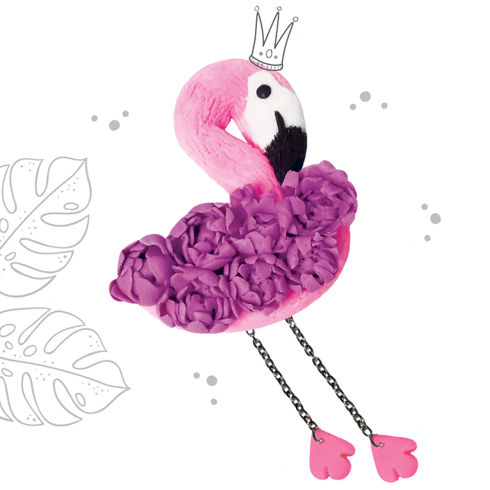 Брошь из полимерной глины своими руками "Фламинго"