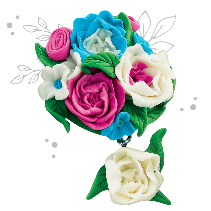 Брошь из полимерной глины своими руками "Цветы"