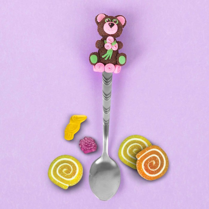 Набор для декора ложки полимерной глиной "Мишка"