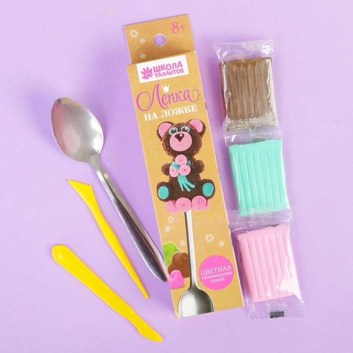 Набор для декора ложки полимерной глиной "Мишка"