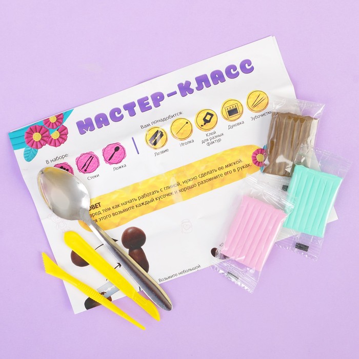 Набор для декора ложки полимерной глиной "Мишка"