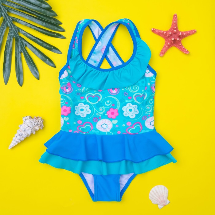 Купальник слитный для девочки "Мороженое", рост 110-116 см (5-6 лет), вид 1, цвет бирюзовый