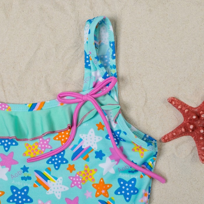 Купальник слитный для девочки "Конфетти", рост 110-116 см (5-6 лет), цвет бирюзовый