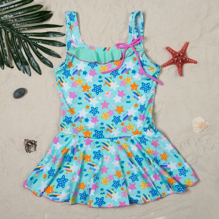 Купальник слитный для девочки "Конфетти", рост 116-122 см (6-7 лет), цвет бирюзовый