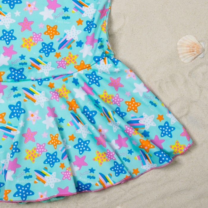 Купальник слитный для девочки "Конфетти", рост 116-122 см (6-7 лет), цвет бирюзовый