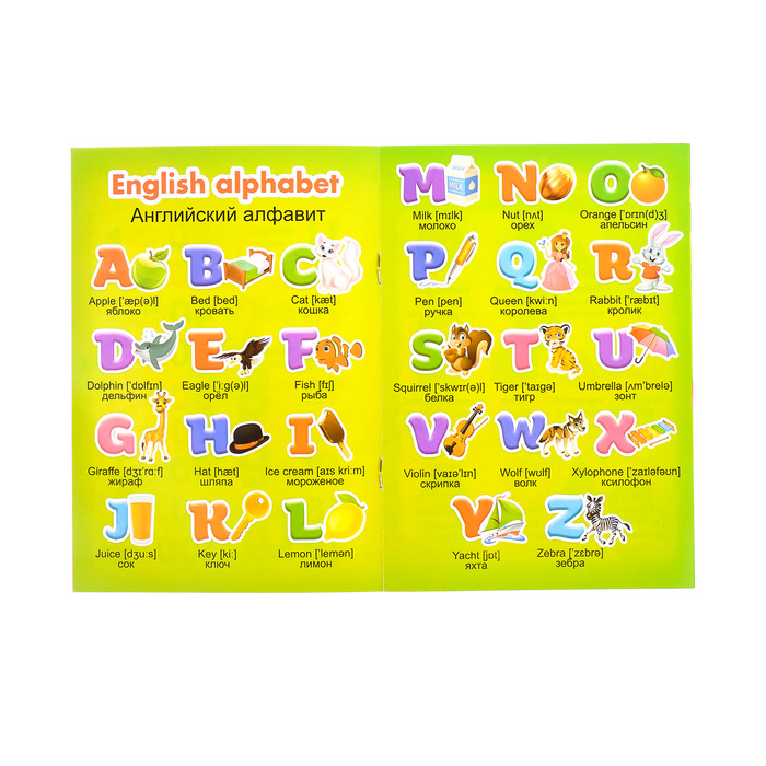 Книжка- шпаргалка по английскому языку "Буквы и цифры" 8 стр.