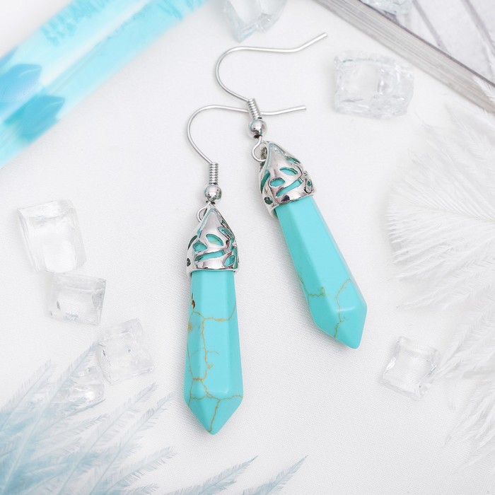 Серьги маятник "Бирюза старая"