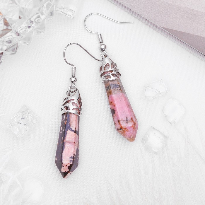 Серьги маятник "Родонит"