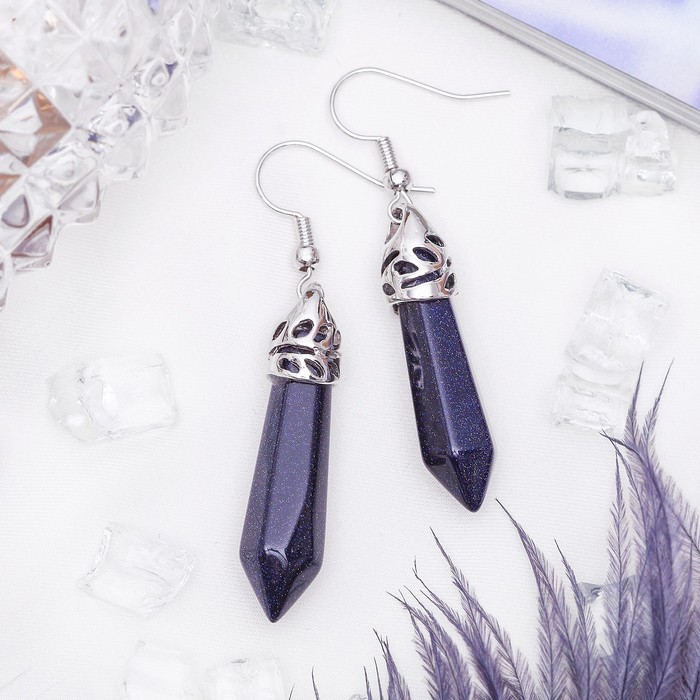 Серьги маятник "Авантюрин синий"