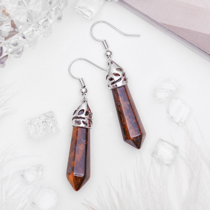 Серьги маятник "Тигровый глаз"