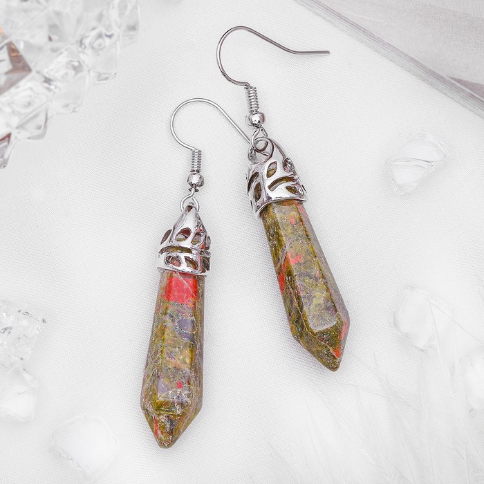 Серьги маятник "Унакит"