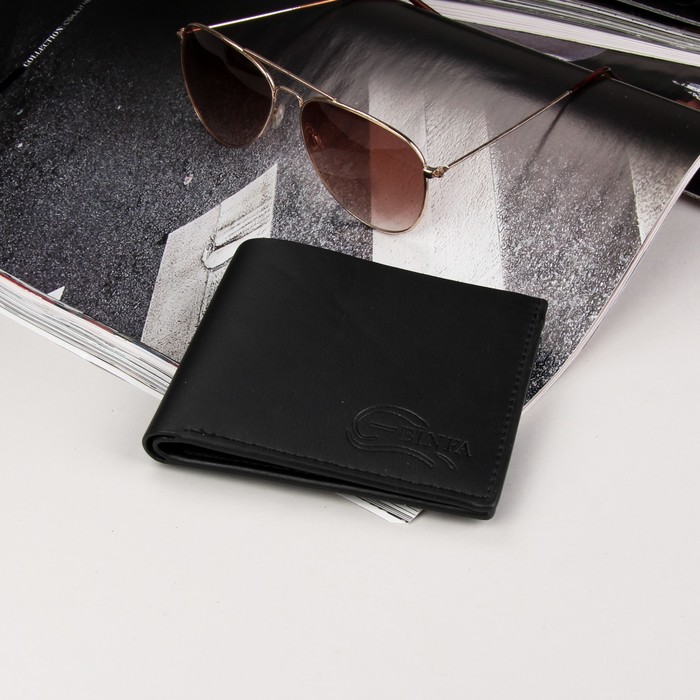 Кошелёк мужской, 2 отдела, для карт, для монет, для sim-карты, цвет чёрный