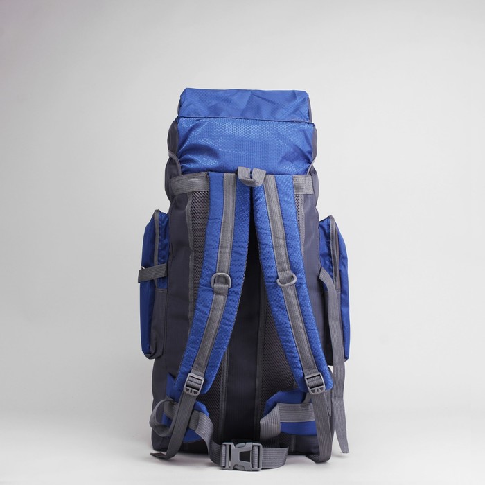 Рюкзак турист Экстрим, 38*20*70, отд на молнии, 5 н/карманов, усил спинка, серый/синий