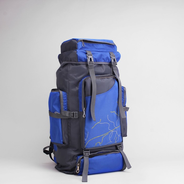Рюкзак турист Экстрим, 38*20*70, отд на молнии, 5 н/карманов, усил спинка, серый/т-синий