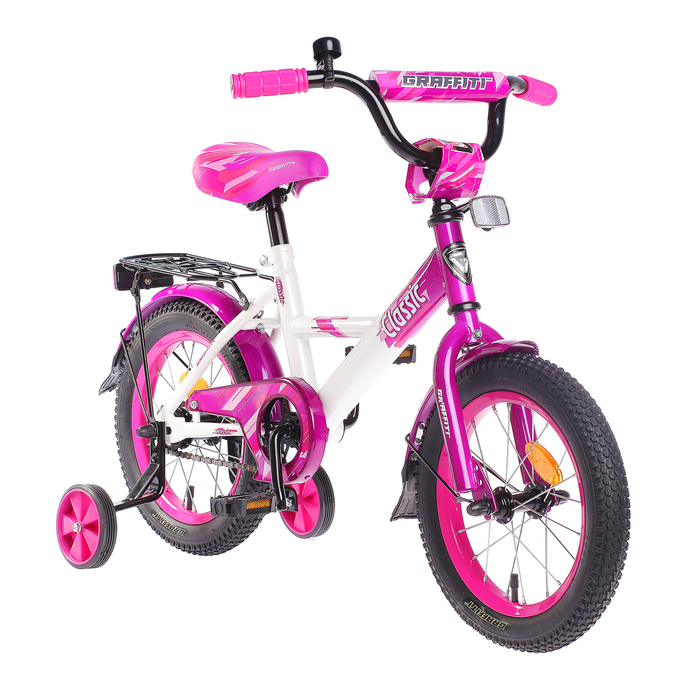 Велосипед 14" Graffiti Classic RUS, цвет белый/розовый