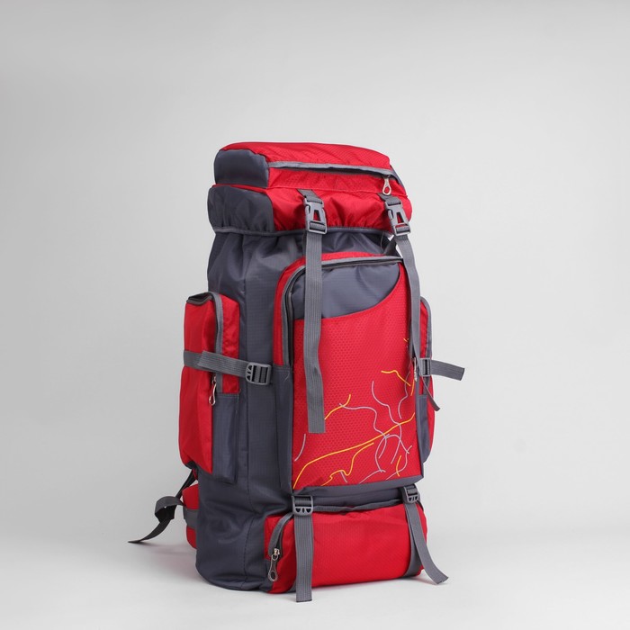 Рюкзак турист Экстрим, 38*20*70, отд на молнии, 5 н/карманов, усил спинка, серый/красный