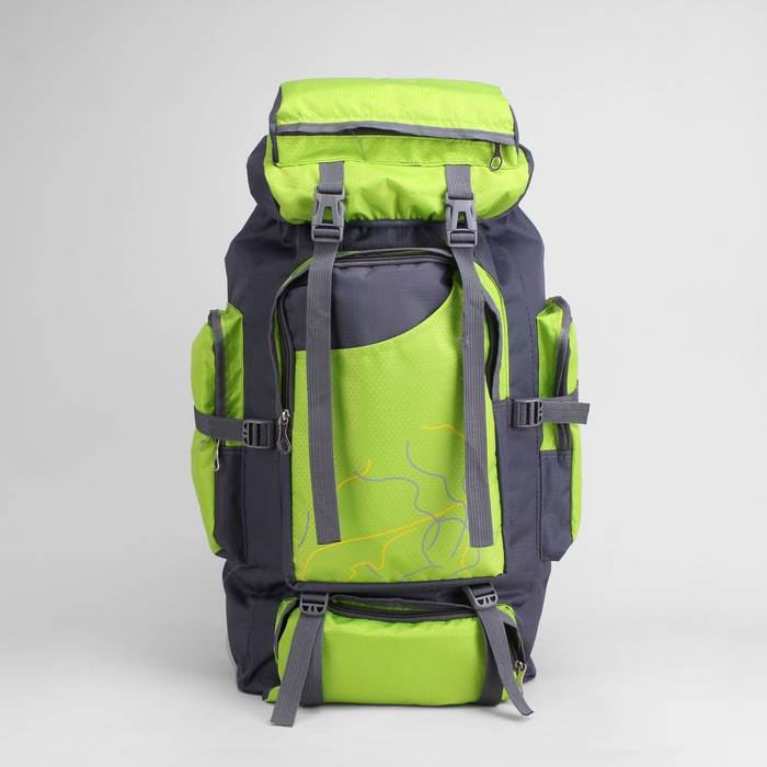 Рюкзак турист Экстрим, 38*20*70, отд на молнии, 5 н/карманов, усил спинка, серый/зелёный