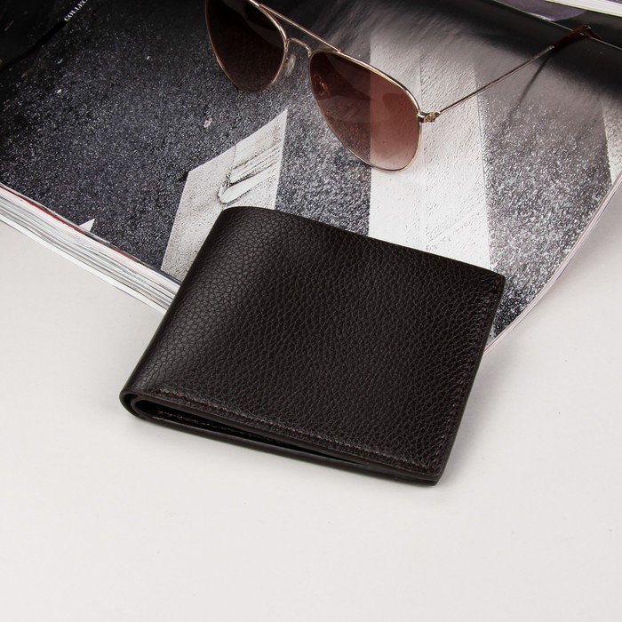 Кошелёк мужской, 2 отдела, для карт, для монет, для sim-карты, цвет коричневый