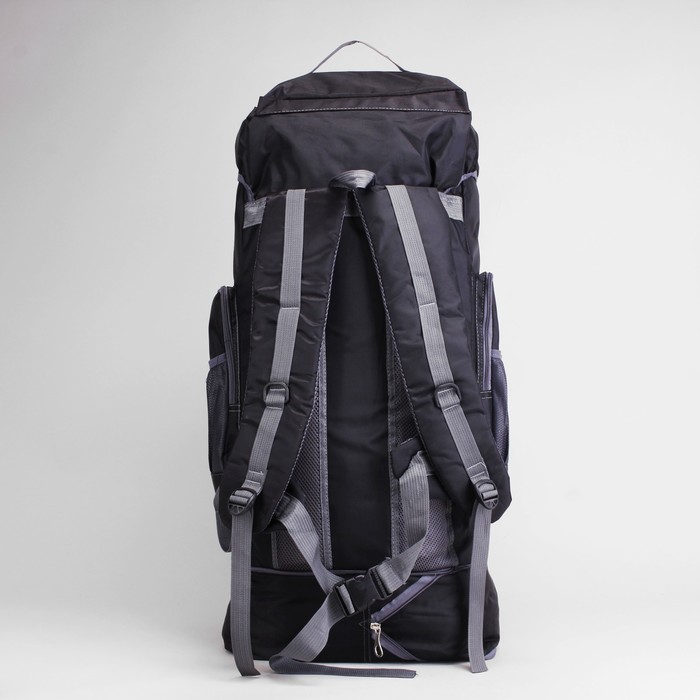 Рюкзак турист Тур, 38*22*70/82, трансф, отд на молнии, 7 н/карманов, усил спинка, чёрный