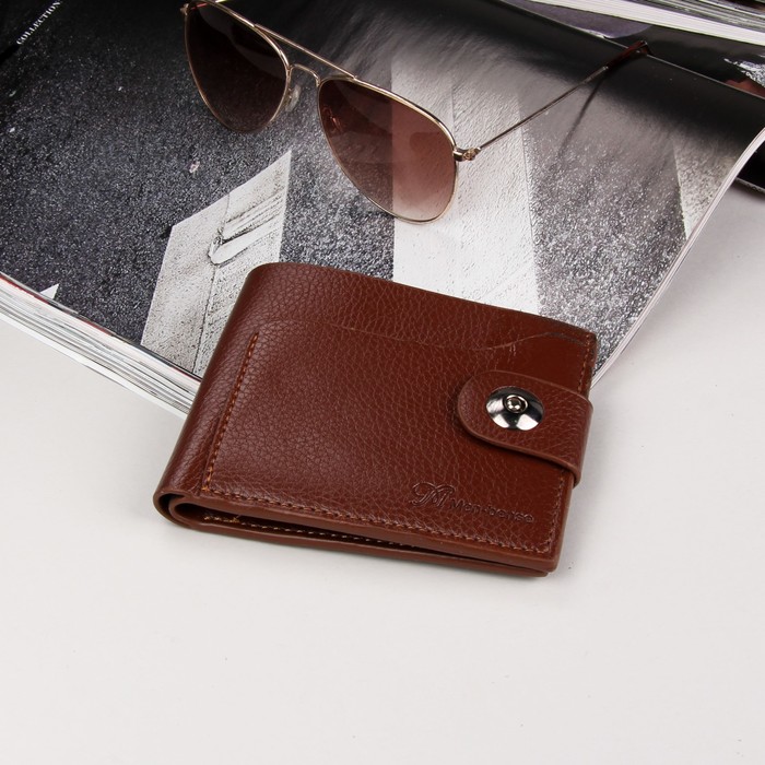 Кошелёк мужской, 2 отдела, для монет, для карт, для sim-карты, цвет коричневый