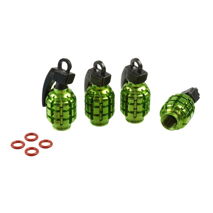 Колпачки на вентиль TORSO граната, зелёные, набор 4 шт.