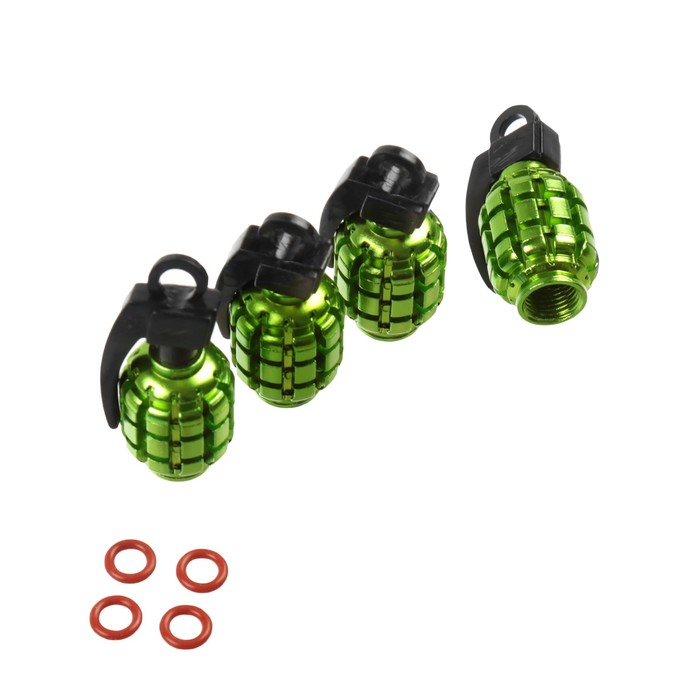 Колпачки на вентиль TORSO граната, зелёные, набор 4 шт.