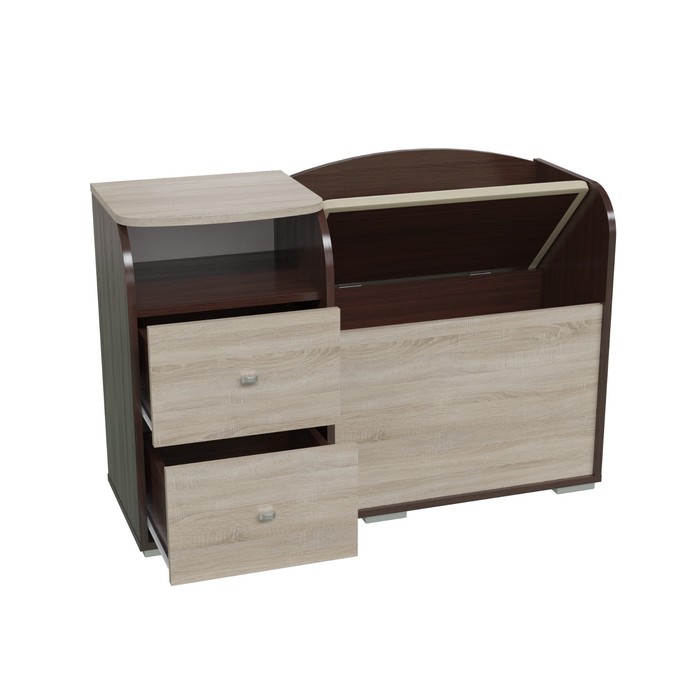 Диван с тумбой 1000х355х670 Венге/Дуб сонома Кож.зам бежевый