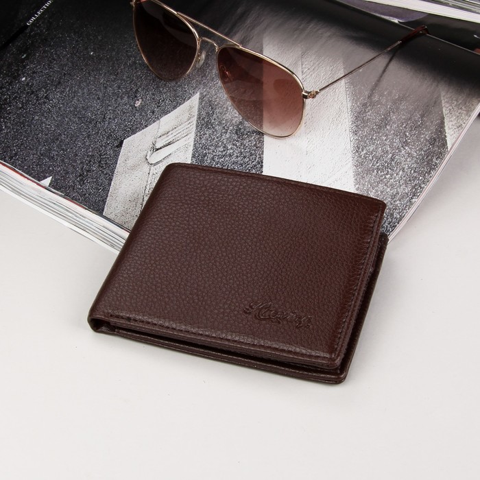 Кошелёк мужской, 2 отдела, для карт, для монет, цвет коричневый