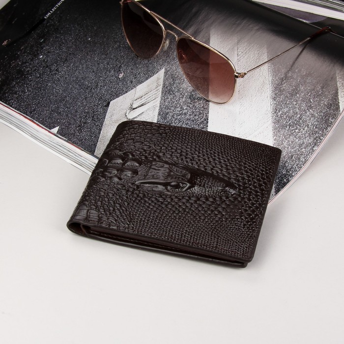 Кошелёк мужской, 2 отдела, для карт, для монет, коричневый