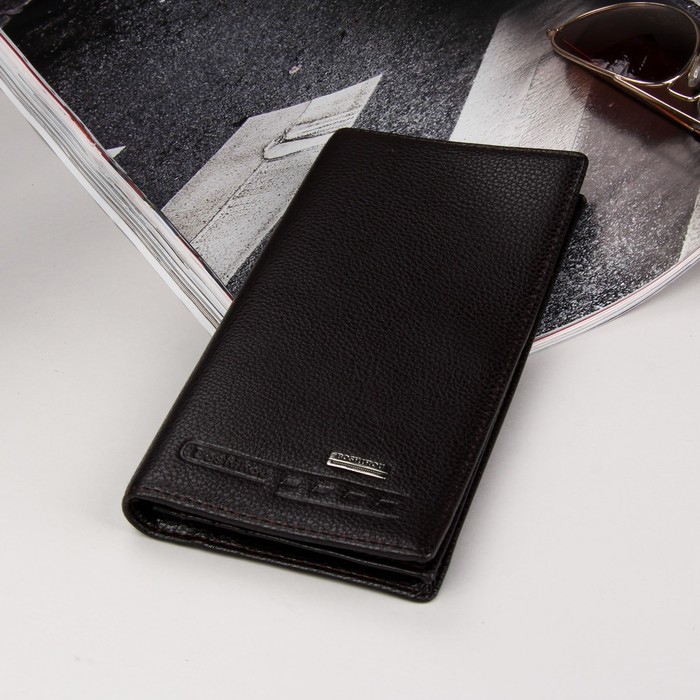 Кошелёк мужской, 3 отдела, для карт, для монет, цвет коричневый