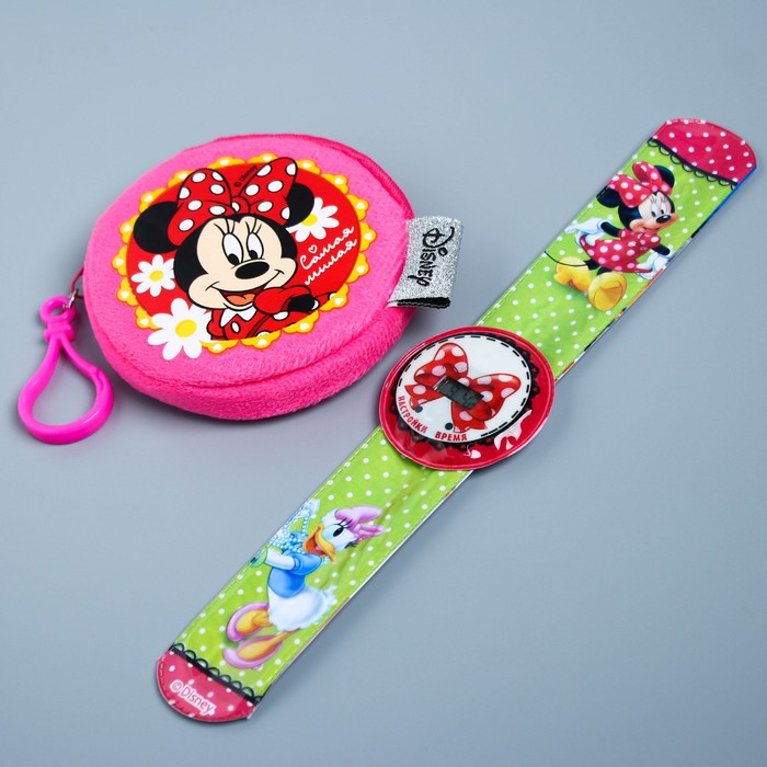 Подарочный набор "Самая милая" часы + кошелек, Минни Маус