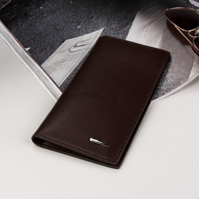 Кошелёк мужской, 2 отдела, для монет, для карт, цвет коричневый