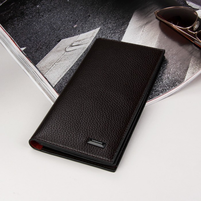 Кошелёк мужской, 2 отд для карт, на кнопке, цвет чёрный