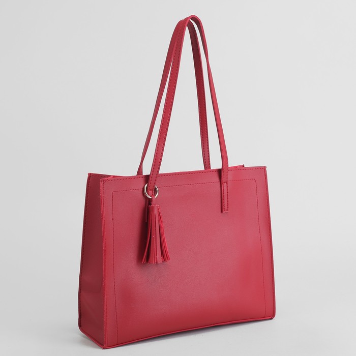 Сумка женская на молнии, 1 отдел, цвет красный