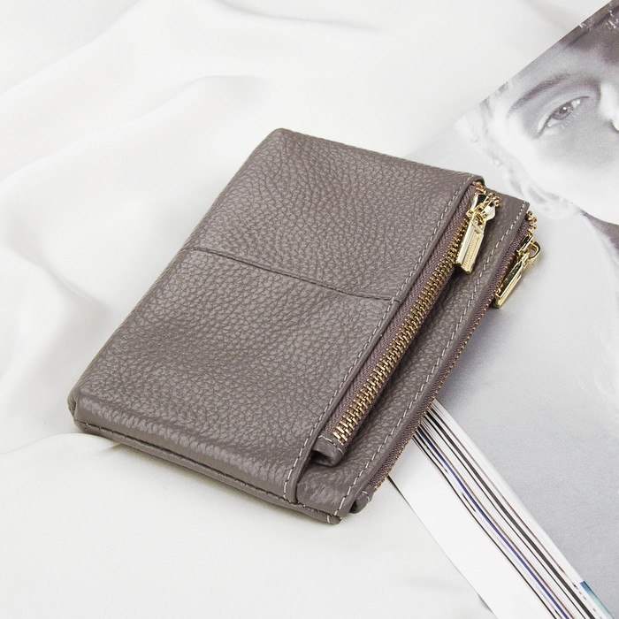 Кошелёк женский, отдел на молнии, для монет, наружный карман, с кольцом, цвет серый