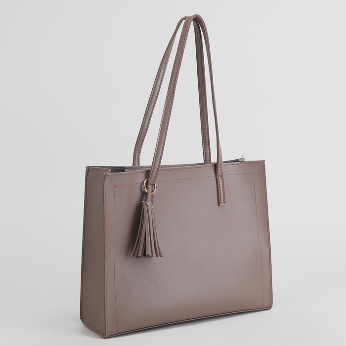 Сумка женская на молнии, 1 отдел, цвет кофе