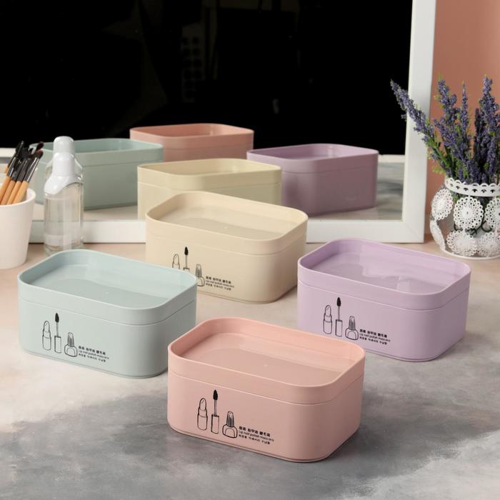 Органайзер для хранения косметических принадлежностей, с крышкой, 6 секций, цвет МИКС