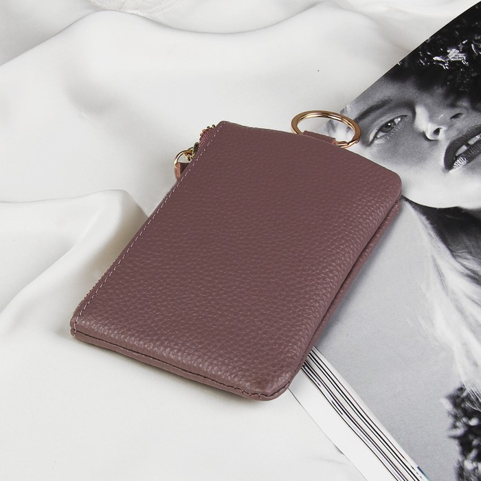 Ключница, отдел на молнии, 6 карабинов, кольцо, цвет сиреневый