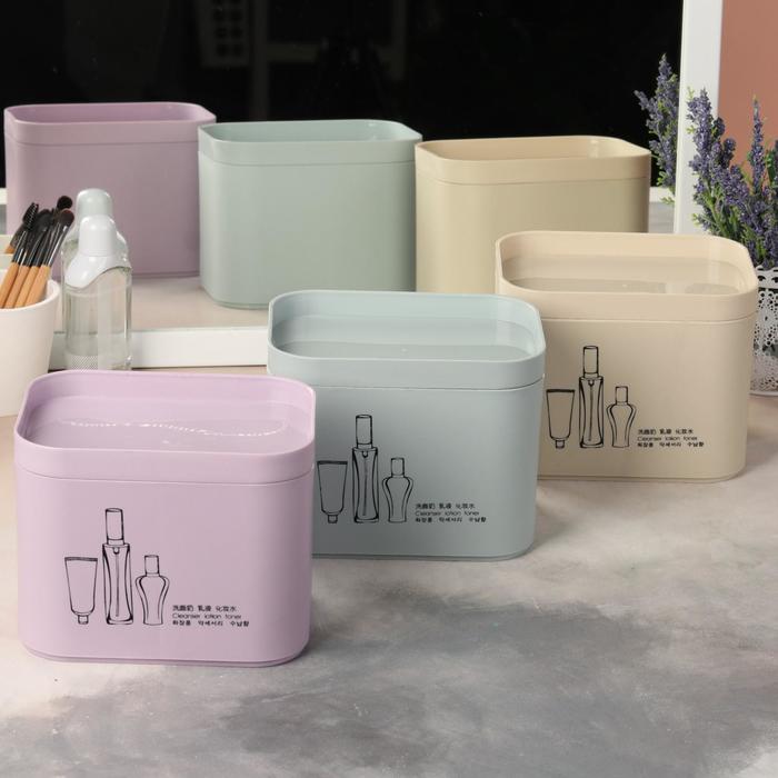 Органайзер для хранения косметических принадлежностей, с крышкой, 2 секции, цвет МИКС
