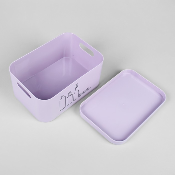 Органайзер для хранения косметических принадлежностей, с крышкой, ручками, цвет МИКС