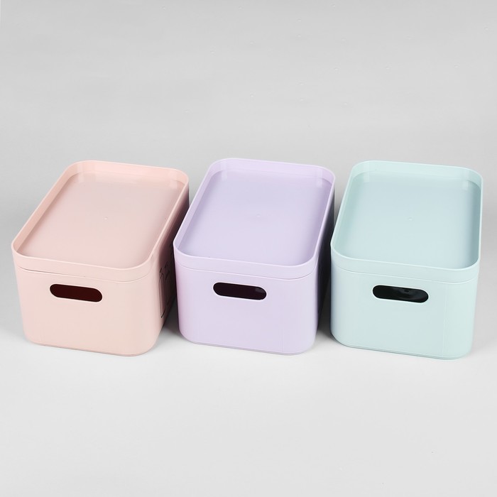 Органайзер для хранения косметических принадлежностей, с крышкой, ручками, цвет МИКС