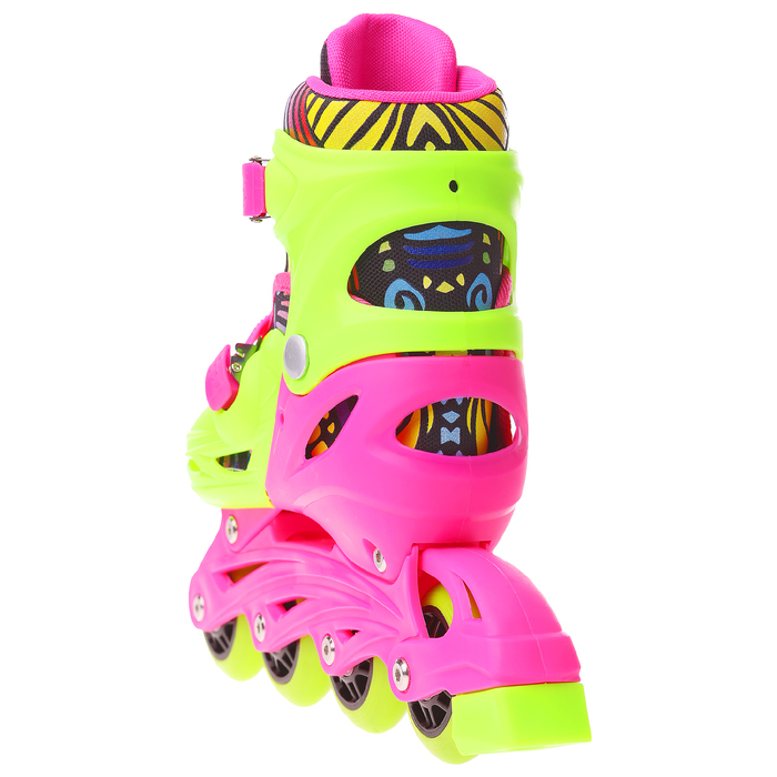 Роликовые коньки раздвижные, колеса PVC 64 мм, пластиковая рама, green/pink р.30-33