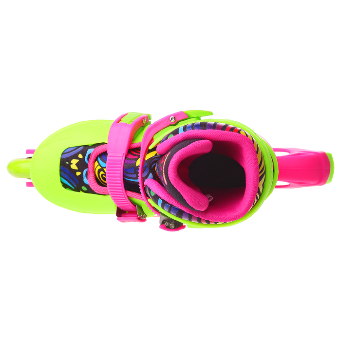 Роликовые коньки раздвижные, колеса PVC 64 мм, пластиковая рама, green/pink р.30-33