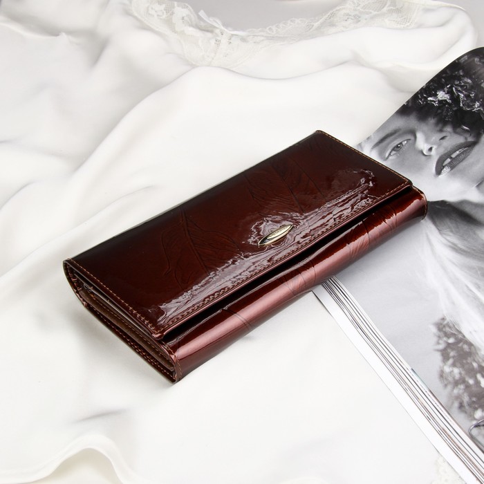 Кошелёк женский, 4 отдела, для карт, для монет, цвет коричневый