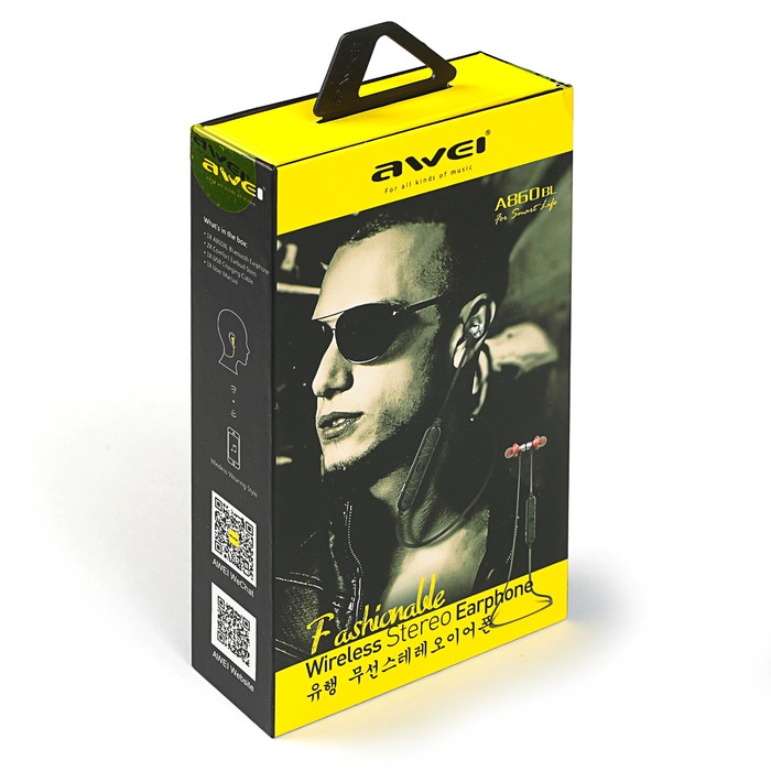 Гарнитура беспроводная Awei A860BL, bluetooth 4.0, 55 мАч, черная